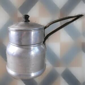 Vintage Pure Aluminum Double Boiler 3 PC Set Engraved Design